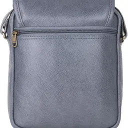 gold sky Grey Men Sling Bag PU Leather Sling Cross Body Travel Office Sling Bag image 2