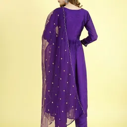 goroly Women Art Silk Kurta Pant Dupatta Set image 3