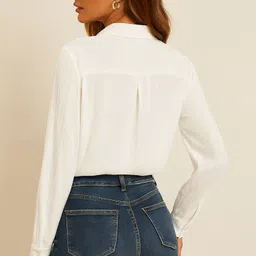 miravue Women Regular Fit Solid Spread Collar Casual Shirt image 2