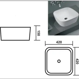 clayplus PREMIUM GRADE CERAMIC TABLE TOP WASH BASIN ( 16.5 * 16.5) Table Top Basin image 5