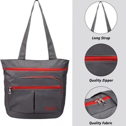 heart home Shopping Bag for Grocery|4 Compartment|Handle Shoulder Bag|Gray Grocery Bag image 4