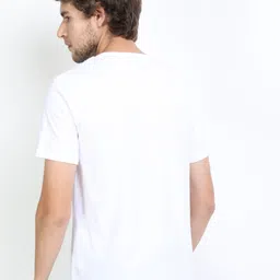 highlander Men Printed Round Neck Pure Cotton White T-Shirt image 3