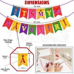 zyozique Multicolor 1st Navratri Decorations Combo- Banner & Photo Booth Props (Pack Of 24) image 3