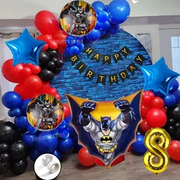 giftzadda Solid Batman Theme Balloon Decoration Kit for Kids Boy 8th Happy Birthday Party Decor Balloon-picture-13