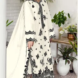 shoponbit Semi Stitched Georgette Salwar Suit Material Embroidered-picture-24