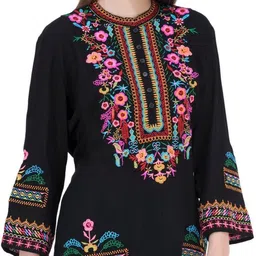saakaa Casual Regular Sleeves Embroidered Women Black Top image 2