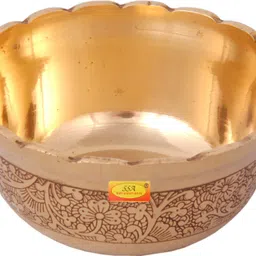 shivshakti arts Brass Serving Bowl Designer Brass Bowl - Tableware & Pooja Katori ( Heavy Gauge - 180 ml ) - Set of 6 Pieces image 2