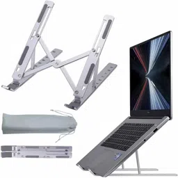 Hindustan Prime Laptop Stand for Desk Aluminum 7 Adjustable Foldable Portable Laptop Stand Desktop Tablet Stand Aluminium Desk Stand Rotatable Laptop Stand with Adjustable Height Compatible with Universal Laptops-picture-10