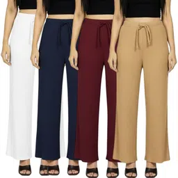 ak shamshahid garment Pack of 4 Women Relaxed Multicolor Cotton Blend Trousers-picture-38