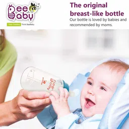 beebaby Slim Neck Options+ Anti Colic Glass Feeding Bottle. 100% BPA FREE 4M+ - 125 ml image 5