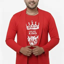 sahu fashion Men Straight Full Sleeve Red Shrug-picture-24