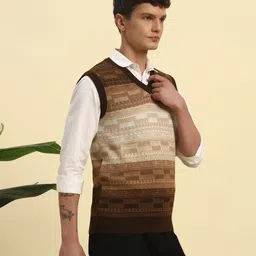 kilvested Men Colorblock V Neck Brown Sweater image 4