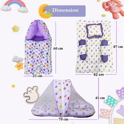 mastiphotons Cotton Kids Washable Baby Mattress with Net & Sleeping Bag & Bedding Set Mosquito Net image 2
