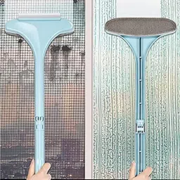 2 In 1 Mesh Cleaning Brush Wiper With Extended Handle Window Cleaning Brush Sponge Wet and Dry Brush-image-15