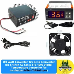 techsupreme 200W 12v dc to ac Converter,4InchAcFan STC1000 Temperature Controller & AC Cable Temperature Sensor and Controller Electronic Hobby Kit-picture-12