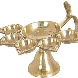 value crafts Panch Deepak Aarti Oil Lamp for Pooja Mandir Brass Table Diya-picture-24