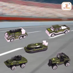 toy cloud 1:64 Scaled Army Rescue Set of 5 pcs Free-Wheel Die-Cast Metal Vehicle Toys image 3