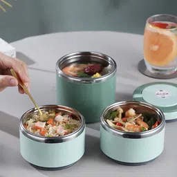 merish Warm and Fresh Insulated Lunch Box/Tiffin Box 3 Containers Lunch Box image 4