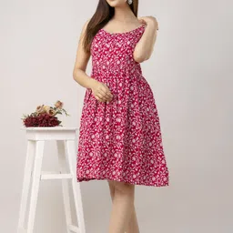 meraaki fashion Women Fit and Flare Pink Above Knee/Mid Thigh Length Dress-picture-14