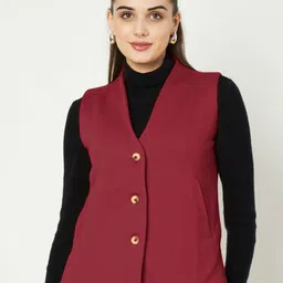 brinns Solid Women Waistcoat image 1