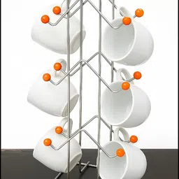 virat max Cup Kitchen Rack STAINLESS STEEL TEA CUP STAND 12 HOOKS FOR CUP COFFEE CUP STAND Steel-picture-28