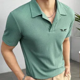 eyebogler Men Printed Polo Neck Polyester Light Green T-Shirt-picture-13