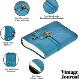 the vintage journal Premium Leather Journal With Metal Key Closure And 100% Recycled Paper A6 Diary Un-ruled 200 Pages image 4