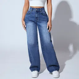 dwarkeshfashion Women Regular High Rise Dark Blue Jeans-picture-10