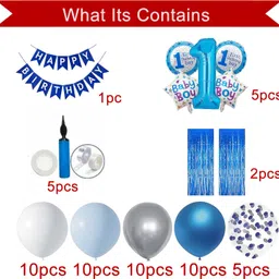 party midlinkerz 1 year first Baby Boy Birthday Decoration kit Combo items for Boys image 2