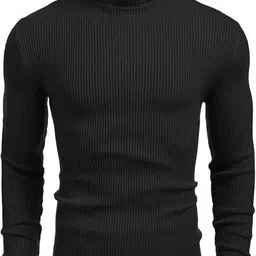 oishee Men Striped High Neck Black Sweater-picture-45