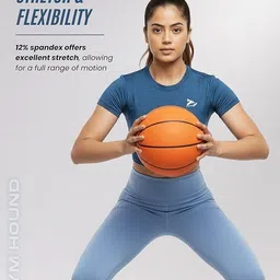 gym hound Women Sporty Round Neck Polyester Blue T-Shirt image 5