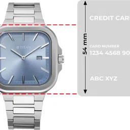 Titan ClaSSique Slim Square Blue Dial Silver SS Strap Analog Watch - For Men NT90176SM01 image 4