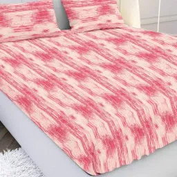 mayfair homes london Pink Geometric 120 TC Cotton Queen Bedsheet with 2 Pillow Covers-picture-16