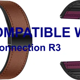 ACM WSM28P20BRPU1070 Pack of 2 Watch Strap Leather Magnetic Silicone 20mm for French Connection R3 Smartwatch (Brown/Purple) Smart Watch Strap-image-16