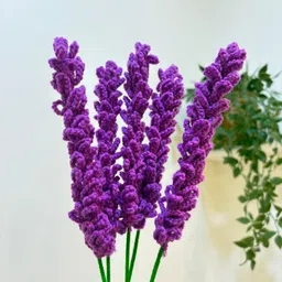 keensandcompany Handmade Knitted Zero-Maintenance Flower Sticks Purple Lavender Artificial Flower with Pot image 2