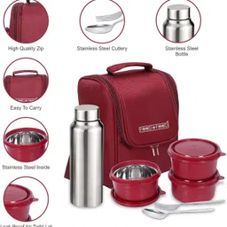 foodnfood Stella Microwave Safe -3 Containers 400 Ml Each With Bottle 750Ml & Cuttlery 3 Containers Lunch Box-picture-18