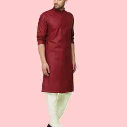kailash trending Pack of 2 Men Solid Cotton Blend Straight Kurta-picture-36