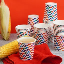 paricott (Pack of 100) Cup_Zigzag_2 Glass Set Water/Juice Glass image 2