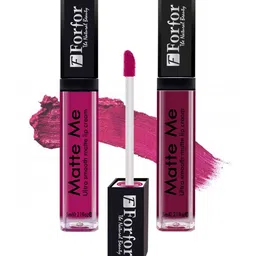 FORFOR Matte Me 2Pc Long Lasting Liquid Matte Lipstick - Fuchsia Pink 115- Moon Maroon 109 image 2