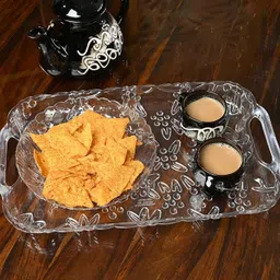 plamo Stylish and Durable Transparent Unbreakable Plastic Angoori Serving Tray Tray image 2