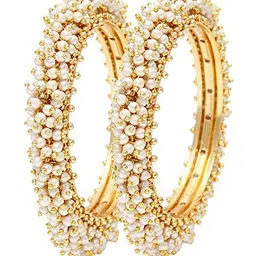 shining diva Gold Plated Traditional Pearl Bangles for Women image 1