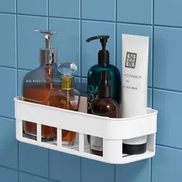 vpyxen Bathroom Wall Shelf Self-Adhesive Storage Rack for Shampoo, Soap, Lotion Plastic Wall Shelf-picture-26