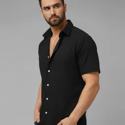 metronaut Men Regular Fit Solid Spread Collar Casual Shirt image 4