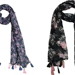Printed Chiffon Women Multicolor Scarf, Stole, Fancy Scarf-image-54