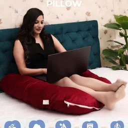 pisaganj U-Shaped Full Body Maternity Pillow with Chain Cover for Back Legs Belly Support Microfibre Solid Pregnancy Pillow Pack of 1-picture-11