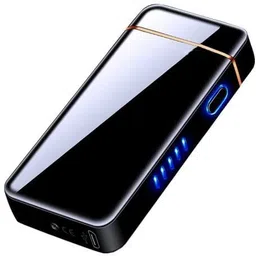 Finger Touch Switch Electronic Lighter Led Windproof Rechargeable Usb Double Arc Lighter Cigarette Cigarette Lighter (Multicolor) Pocket Lighter-image-37