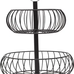 2 Tier Multipurpose Storage Organizer Basket Stand for Home and Kitchen, Iron Fruit & Vegetable Basket-image-43