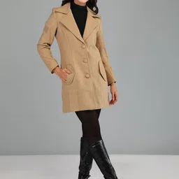 honnete 100 % Polyester Solid Coat For Women-picture-11