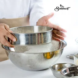 sanimart Stainless Steel Flour Sieve | Atta Chalni | Spice and Food Strainer (16 Cm) Sieve-picture-10