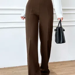 njfab Women Regular Fit Brown Viscose Rayon Trousers image 4